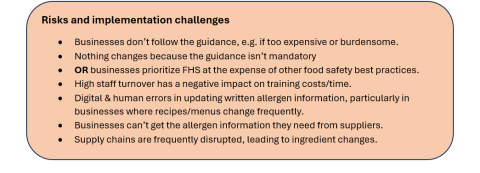 Risks and implementation challenges 